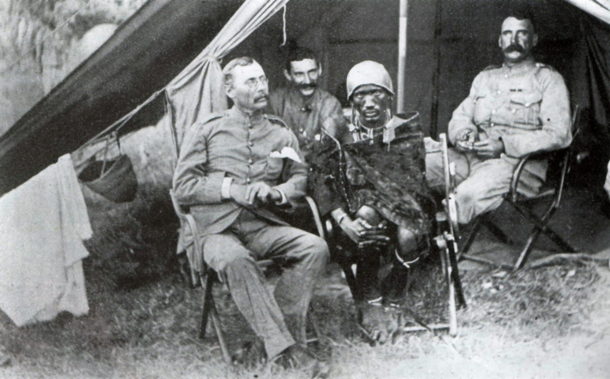 Maasai Chief Laibon Lenana with German colonists