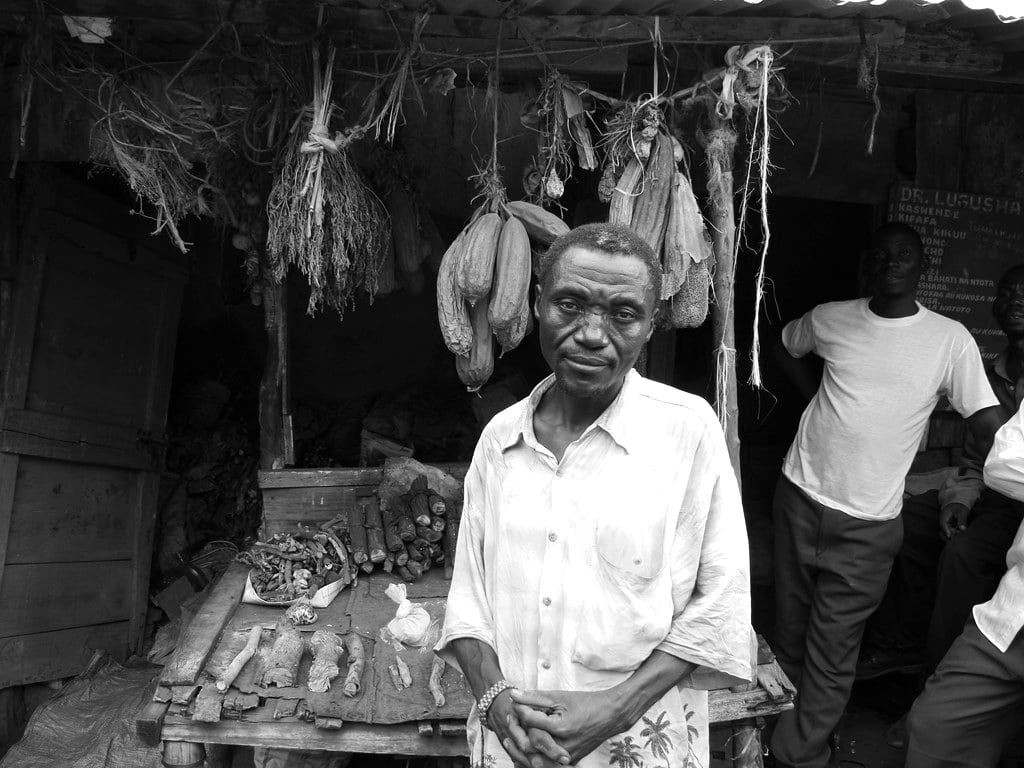 Herbalist selling natural medicine in Shinyanga