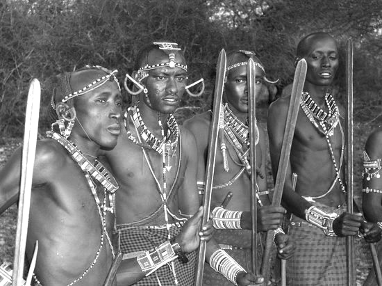 Maasai warriors in their camp