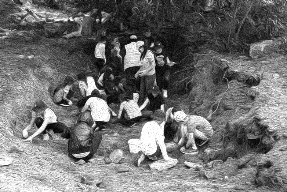 People digging a hole