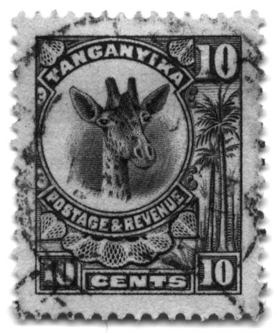 Tanganyika stamp with a giraffe head
