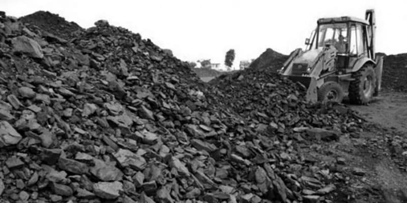 Coal getting piled up at a mine in Tanzania