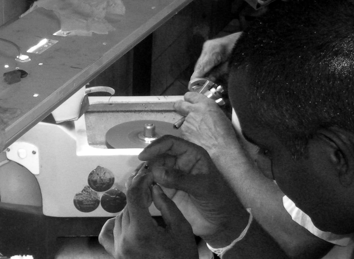 Jeweler working on Tanzanite