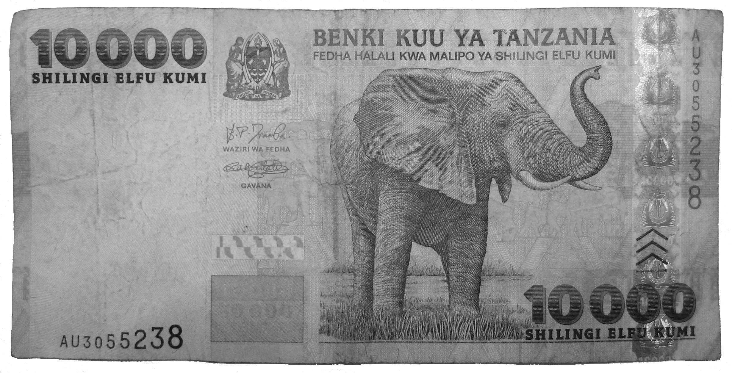 10 000 Tanzanian shillings note