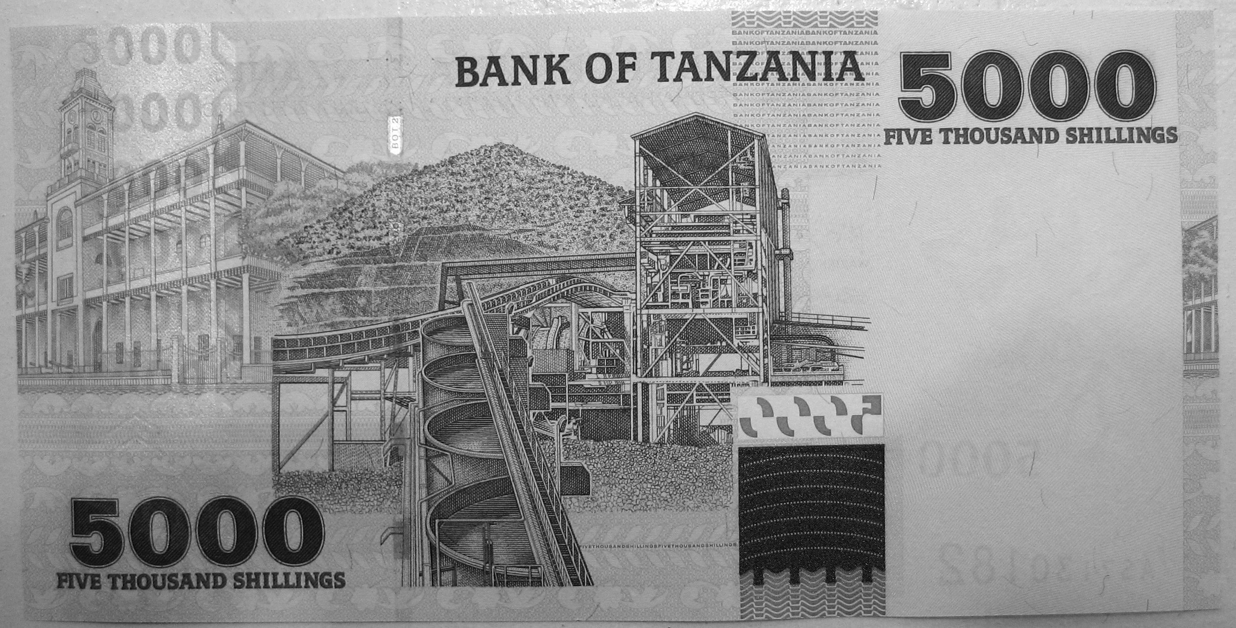 5000 Tanzanian shillings note back