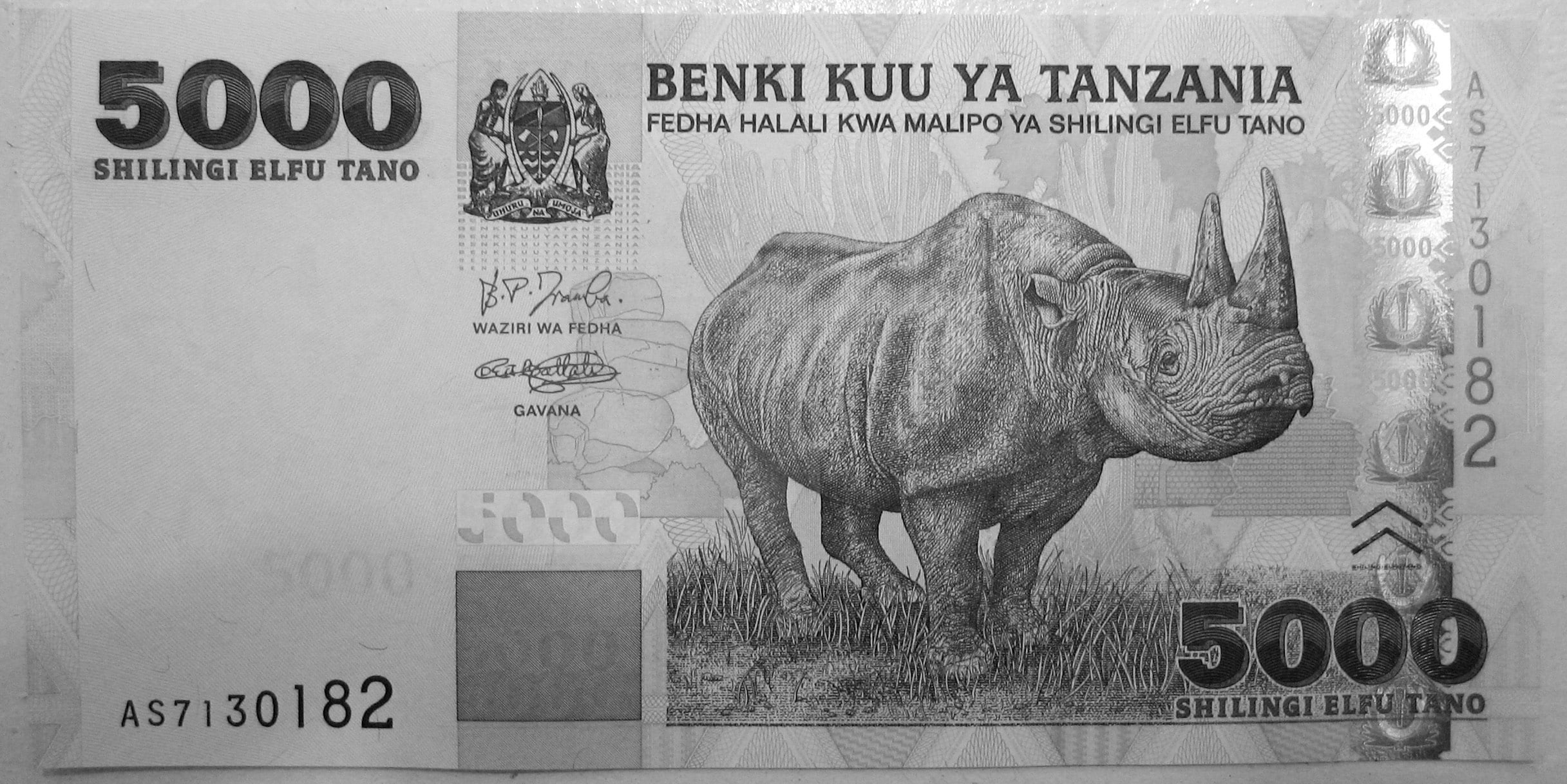 5000 Tanzanian shillings note