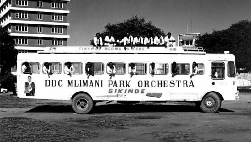 DDC Mlimani Park Orchestra on their tour bus