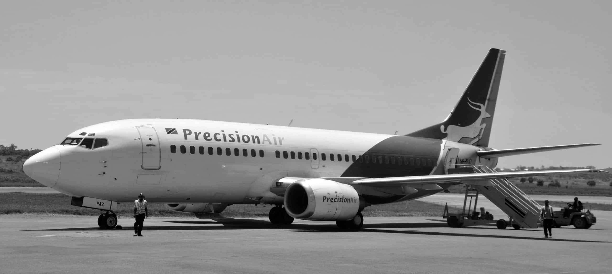 Boeing 737-300 owned by Precision Air, parking at Mwanza Airport