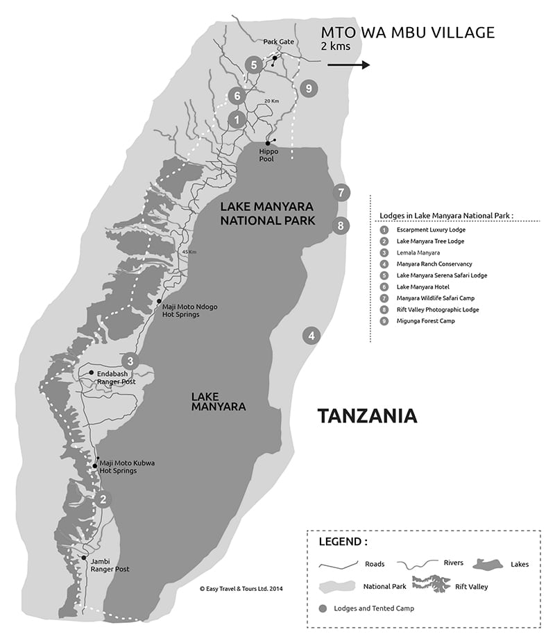 Lake Manyara National Park Map