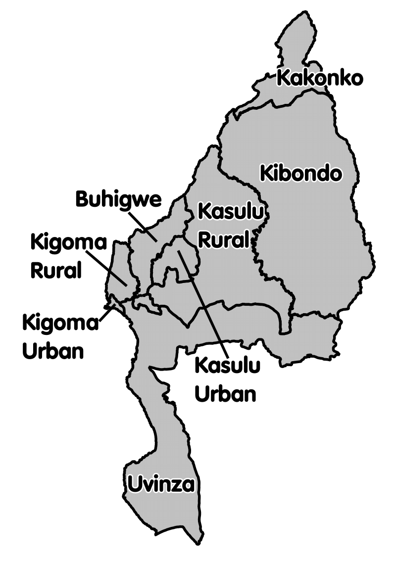 Map of districts in Kigoma as per 2012 census data