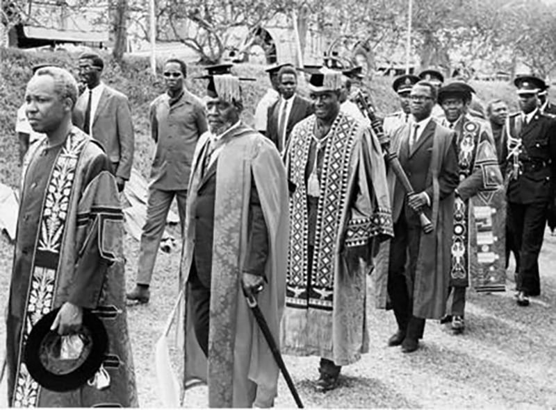 Nyerere being inaugurated at Makerere University