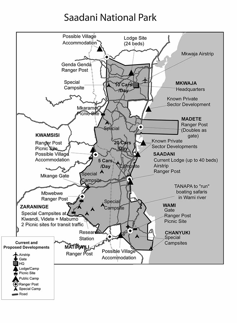 Saadani National Park map