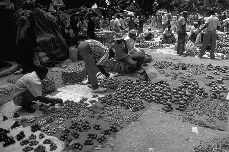 A market in Stone Town selling vegetables and food