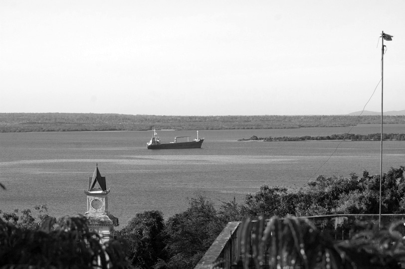 A ship has docked at the Tanga Bay