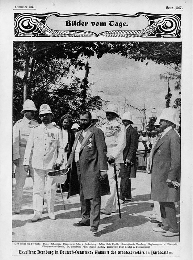 Governor Rechenberg, Dernberg, Sultan Khalid and others in Dar es Salaam 1907