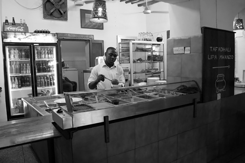 Interior view of the Lukmaan Restaurant in Zanzibar