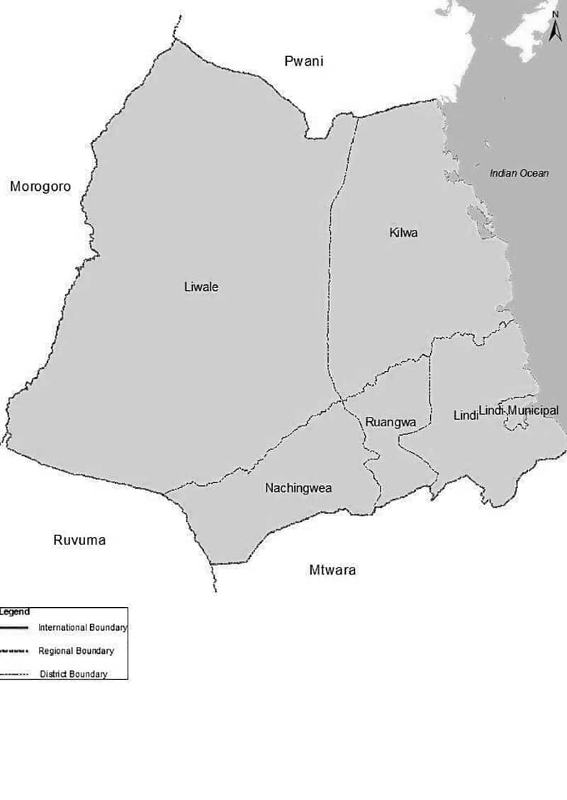 Lindi Region Map