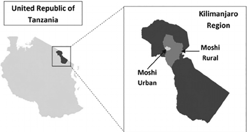 Moshi Tanzania map