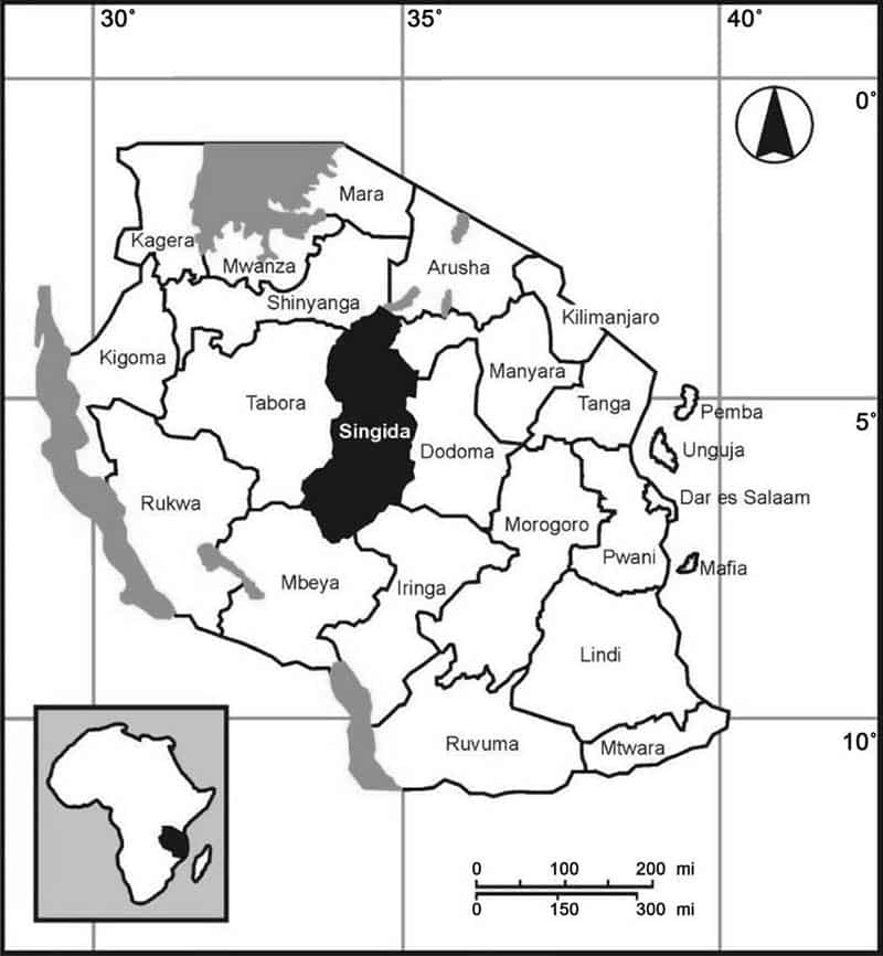 Tanzania Singida Location Map