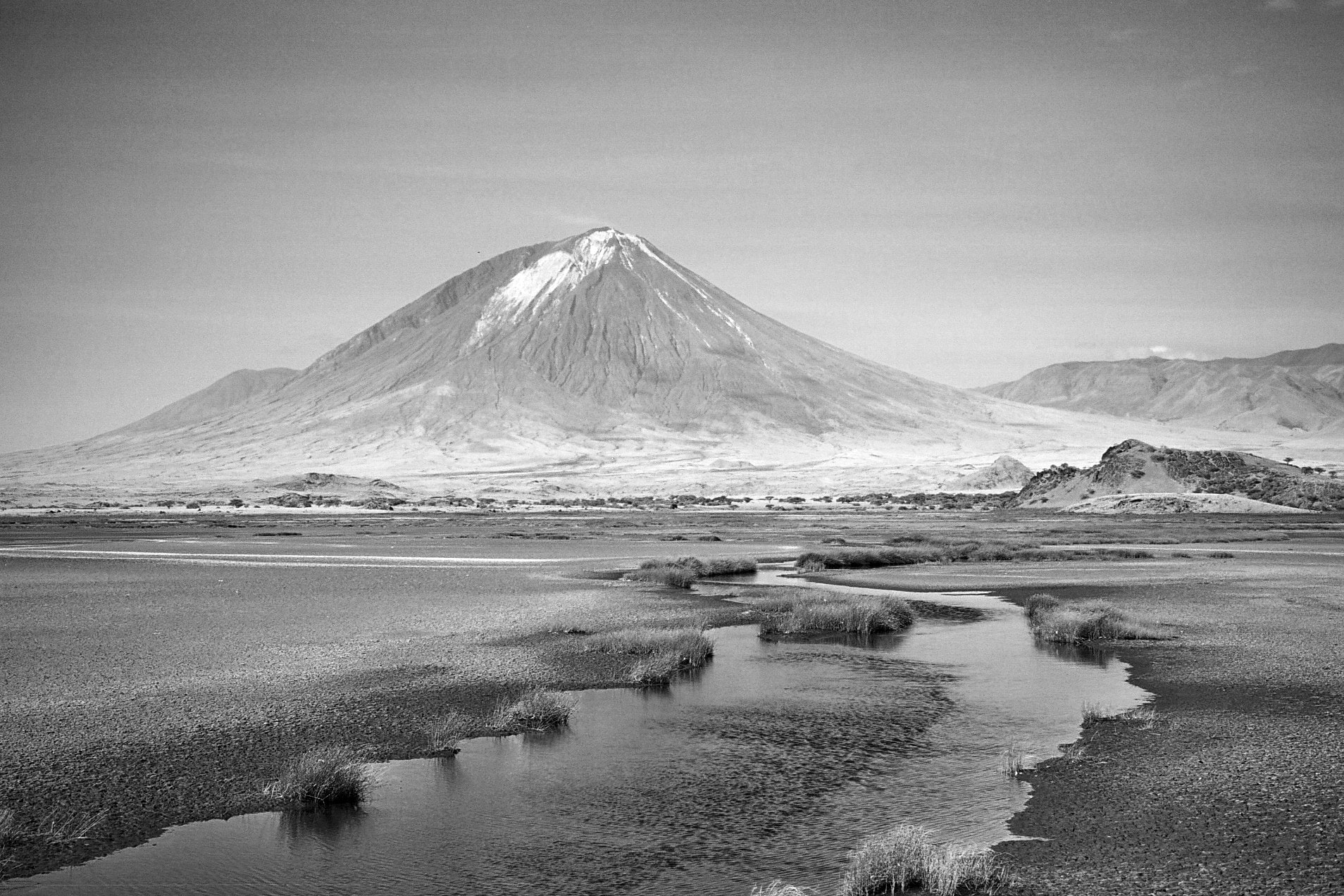 A view of Ol Doinyo Lengai from Lake Natron