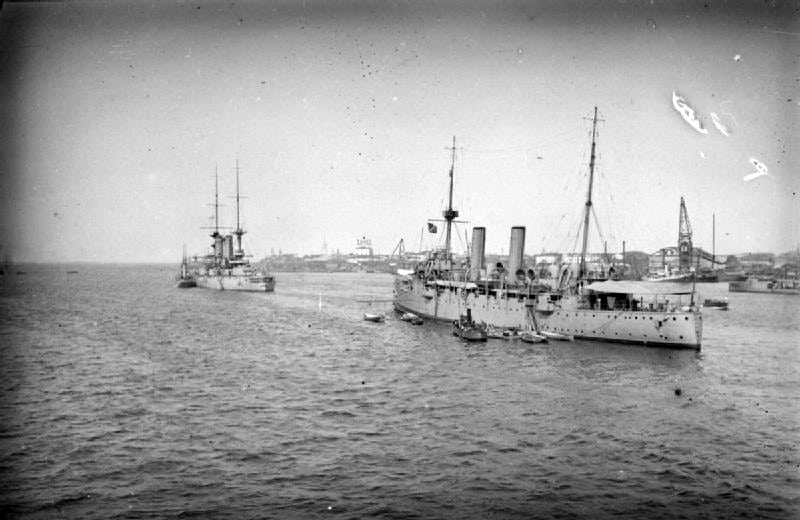 HMS Fox at right