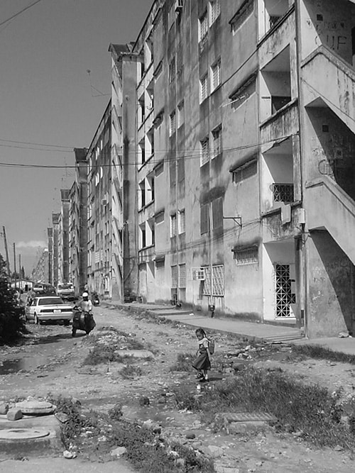 The Michenzani apartment building in Zanzibar island close to Stone Town showing the complexity of placing proper water supply and sanitation infrastructure