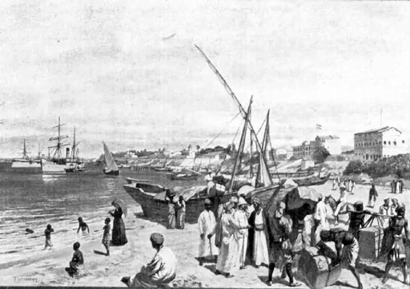 The drawing of port of Dar es salaam, how it look in year 1908