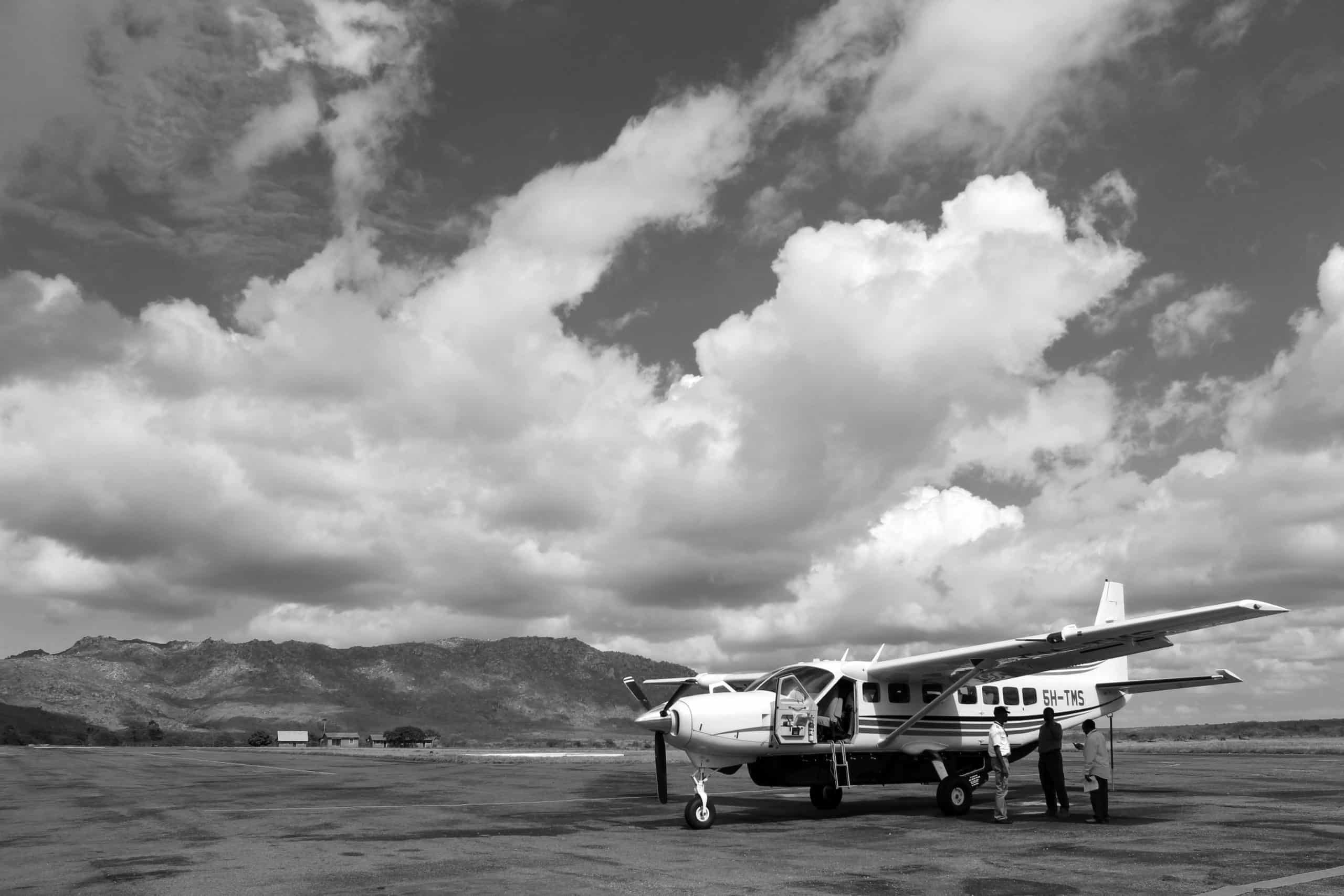 Bush plane waiting for passengers on Iringa Airport's runway