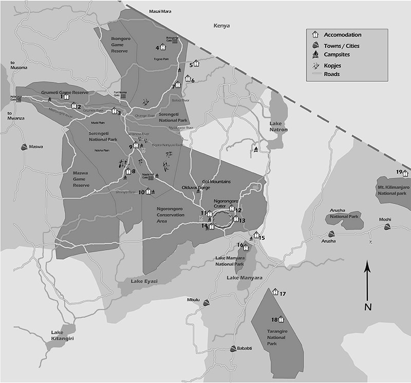 Northern Tanzania Safari Map