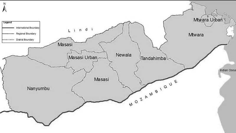 Map of Mtwara region