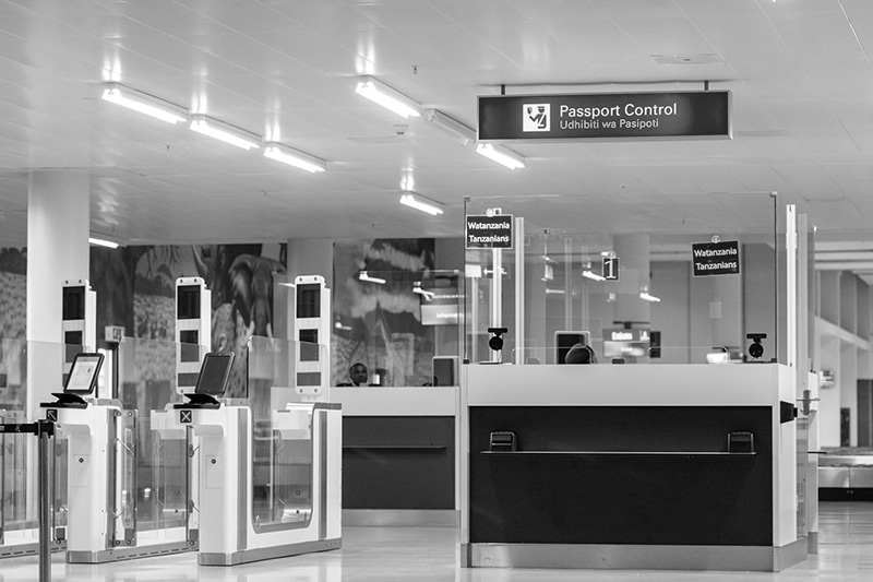 Julius Nyerere International Airport in Tanzania - Immigration Passport Control Booth