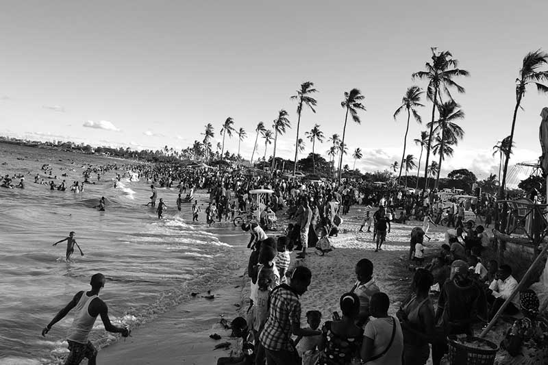 Crowd of people at Coco Beach during Eid El Fitr
