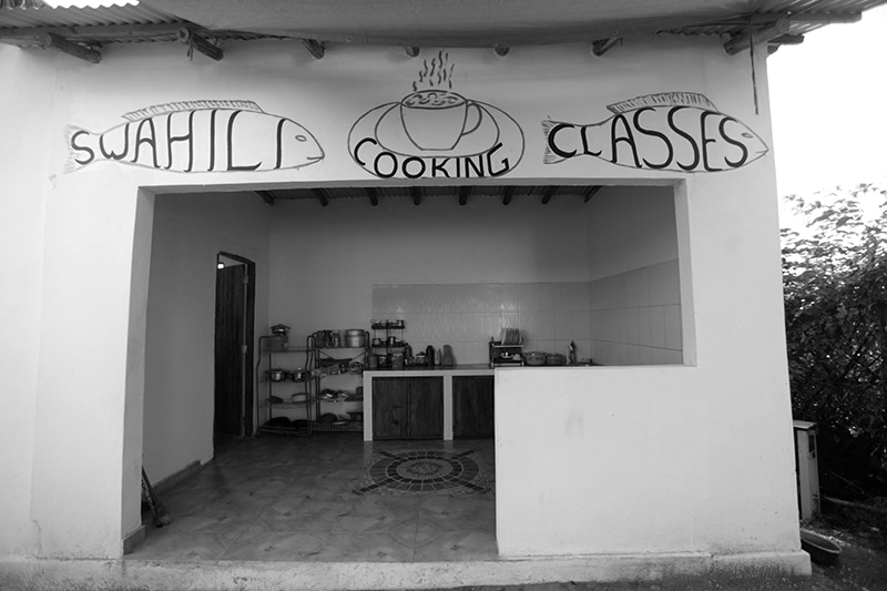 Kitchen at Kuza Cave Culture Centre where Swahili cooking classes take place