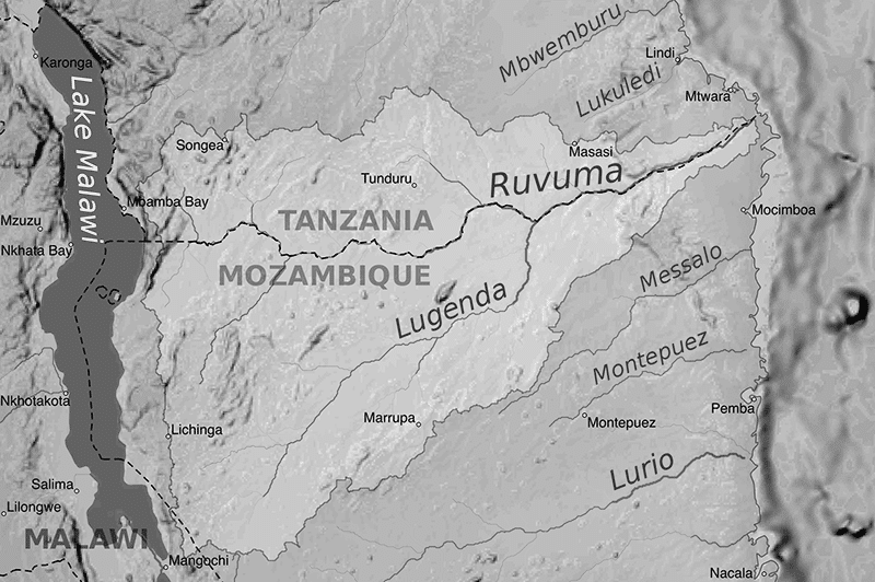 Ruvuma river map and Ruvuma basin snapshot
