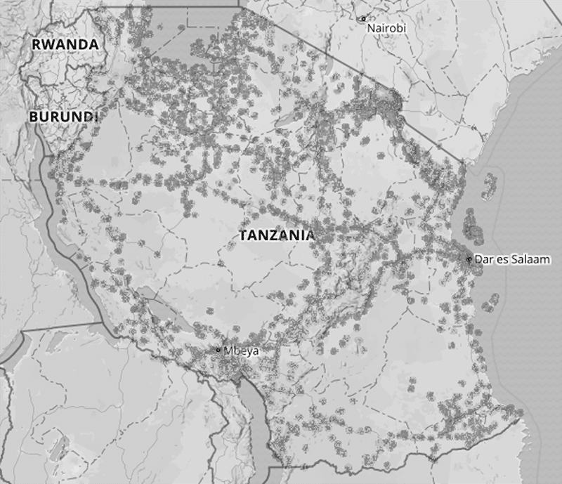 Tanzania cell phone coverage map