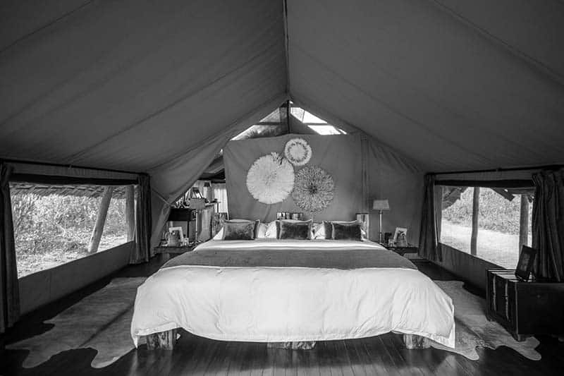 Interior view of one of the tents at the Ruaha Jongomero