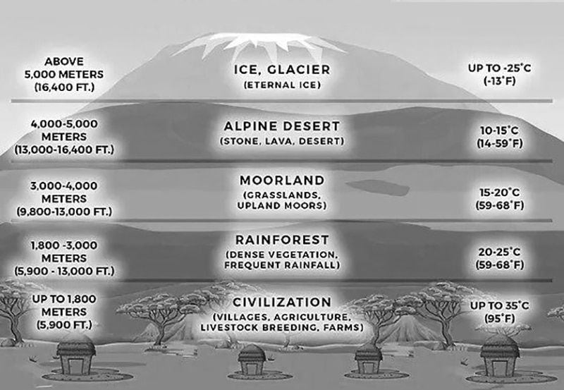 Mount Kilimanjaro climate zones