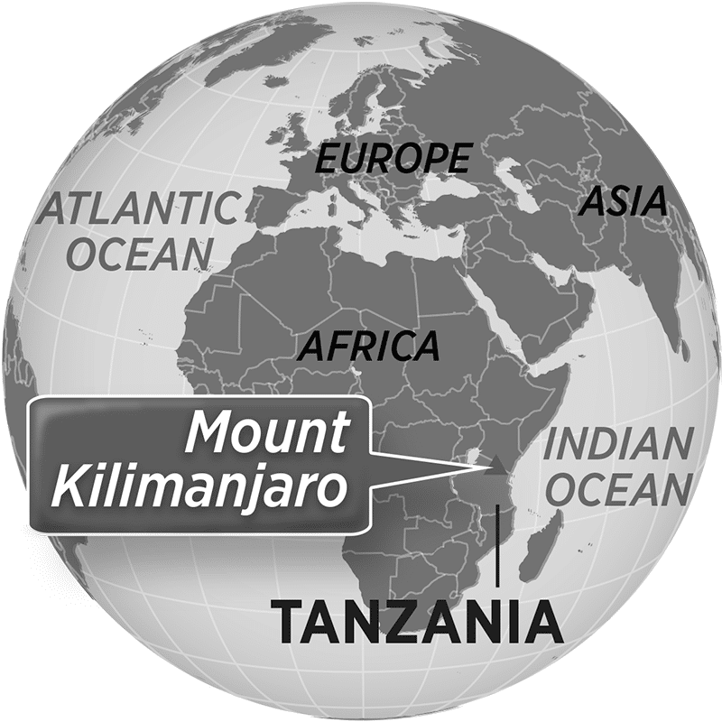 Location of mt Kilimanjaro on world map 
