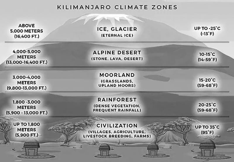 Mt Kilimanjaro 5 Distinct Climate Regions