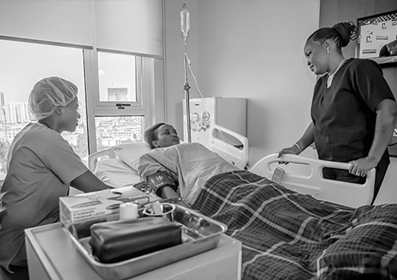 Patient getting checked through one of the fast track personalized services at Regency Medical Center Dar es Salaam