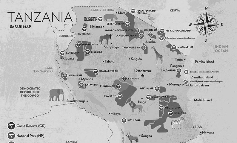 Tanzania National Parks Map