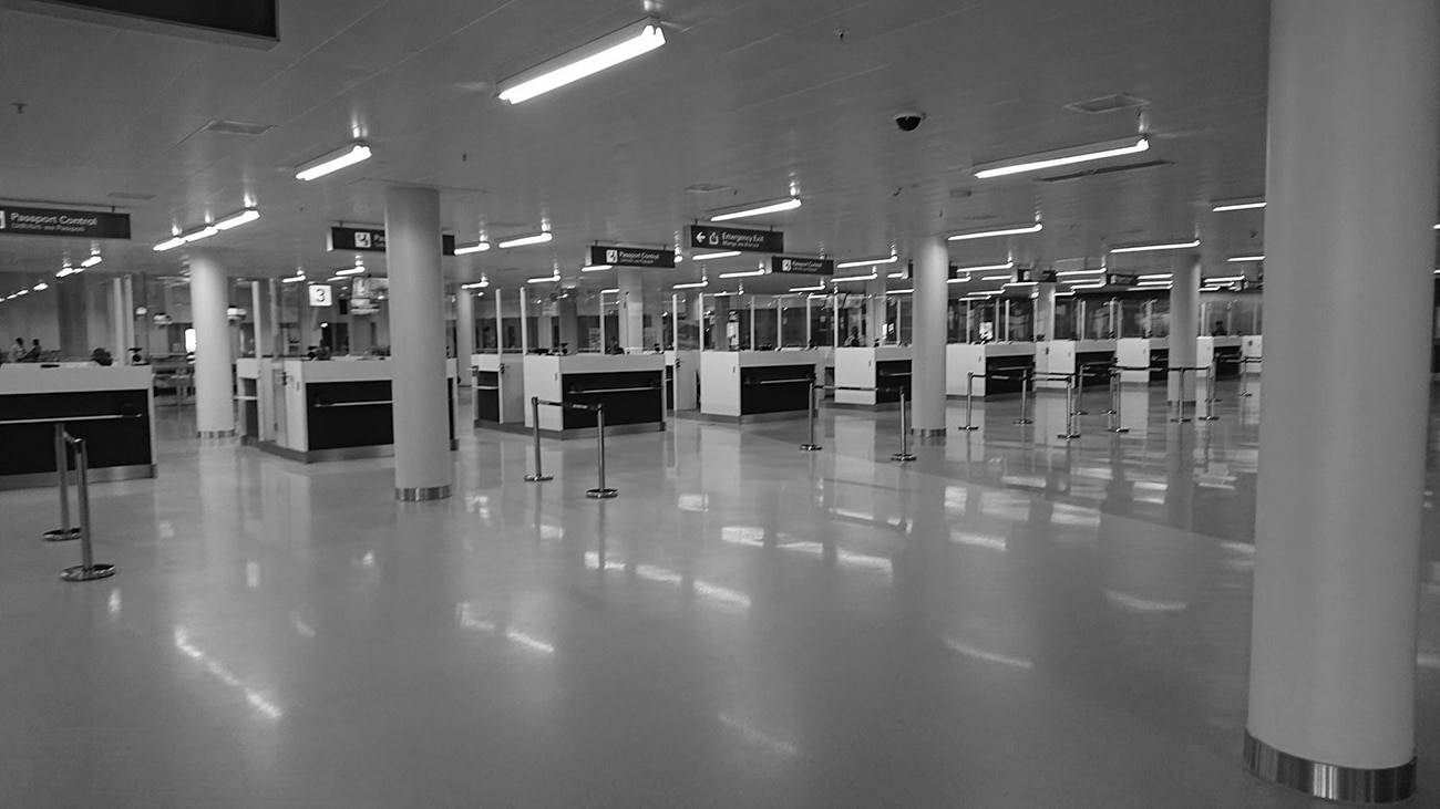 Immigration booths at Julius Nyerere International Airport