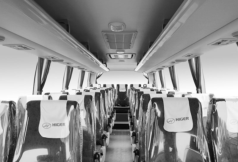 The interior view of Higer passenger seats