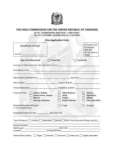 Visas application form for indians