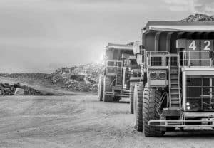 Mining vehicles on site