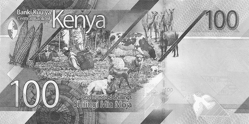 100 Kenyan Shillings back
