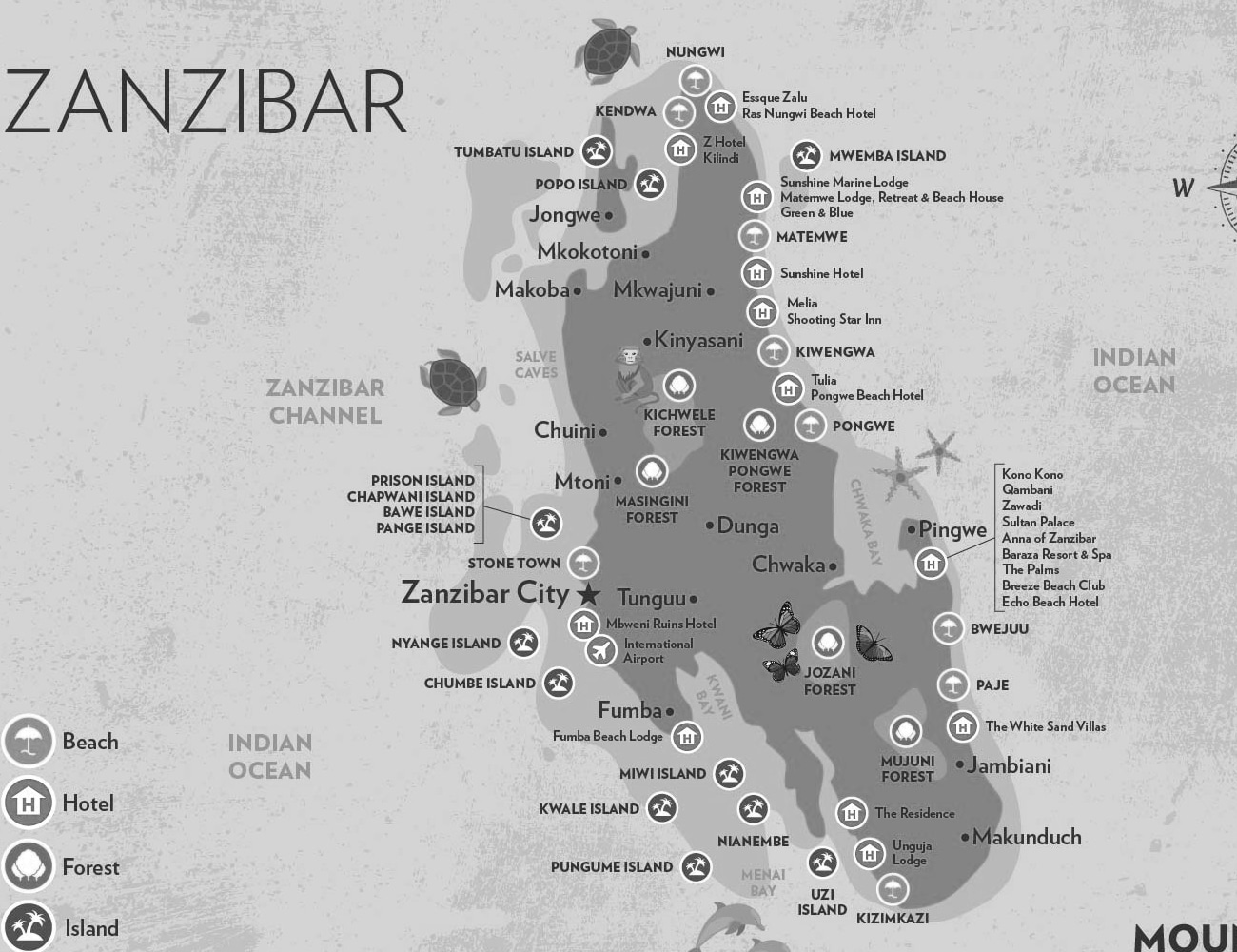 A Detailed Map of Zanzibar Island