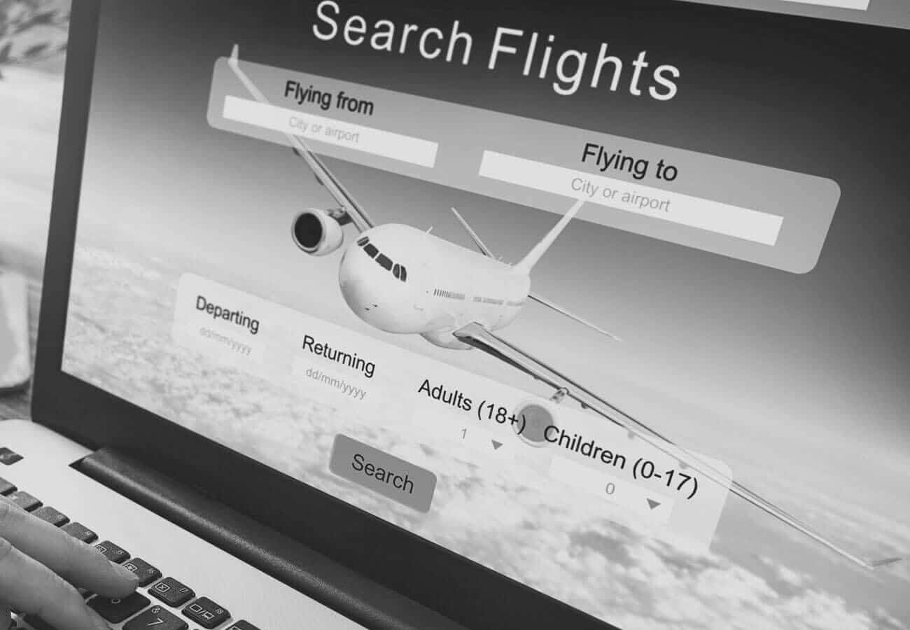 A Laptop Screen Showing Flights Search Options