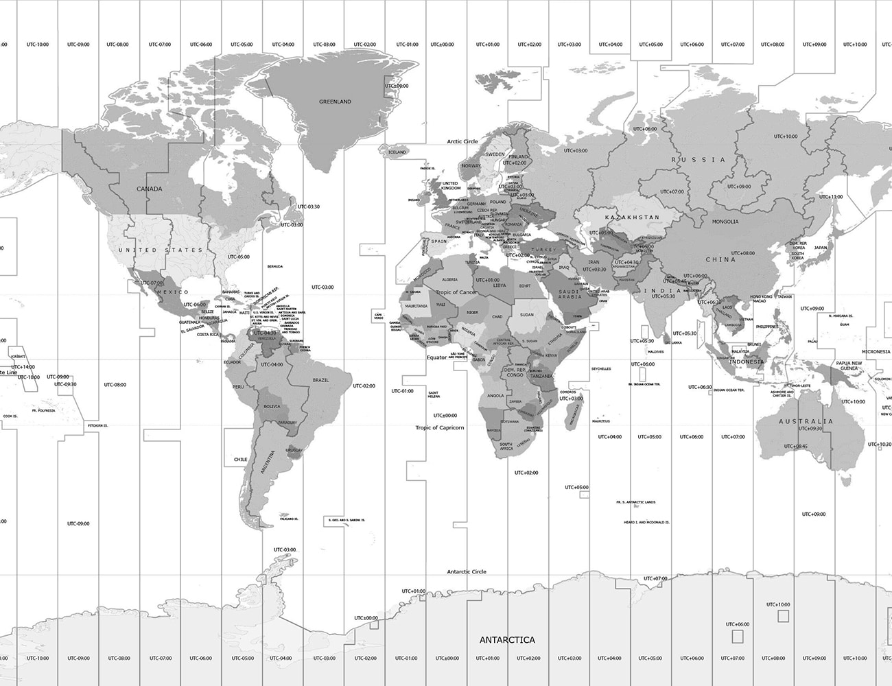 A Time Zone World Map
