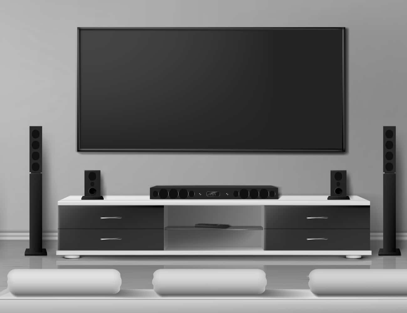 A Tv and Home Theatre Set in a Room